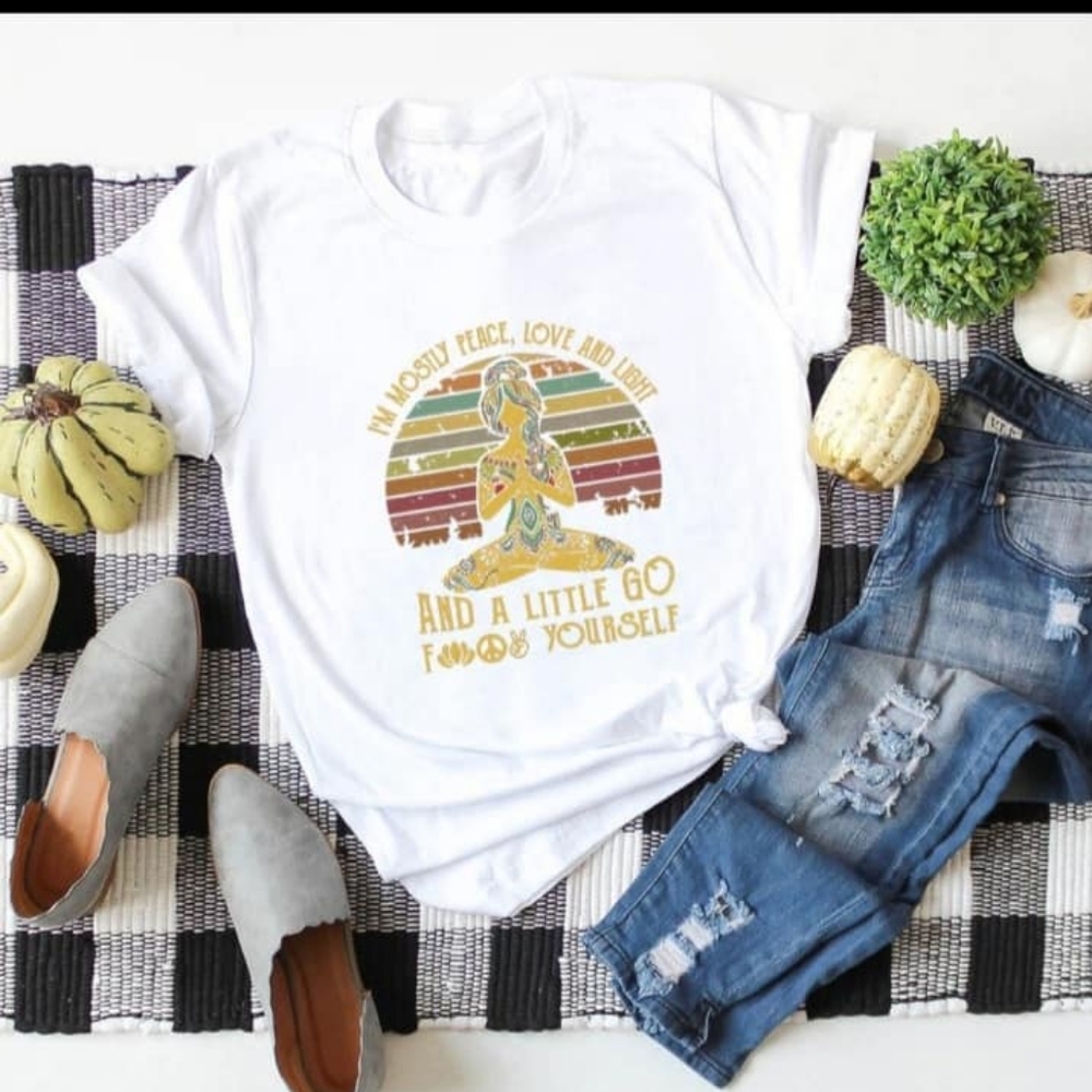 Peace, Love, Light, and %#*! White T-Shirt New in Bag - Picture 1 of 3